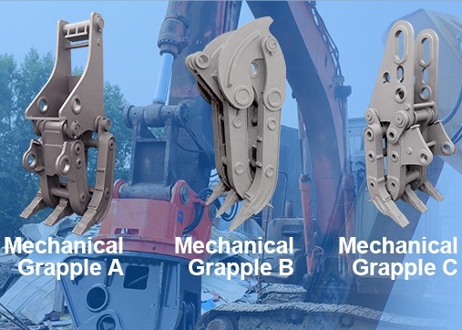 Escavatore d'acciaio ad alta resistenza giallo Rock Grab Hydraulic 1.2M